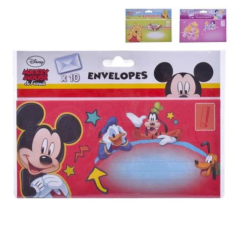 ENVELOPES+PAPEL CARTA 10UNI MICKEY