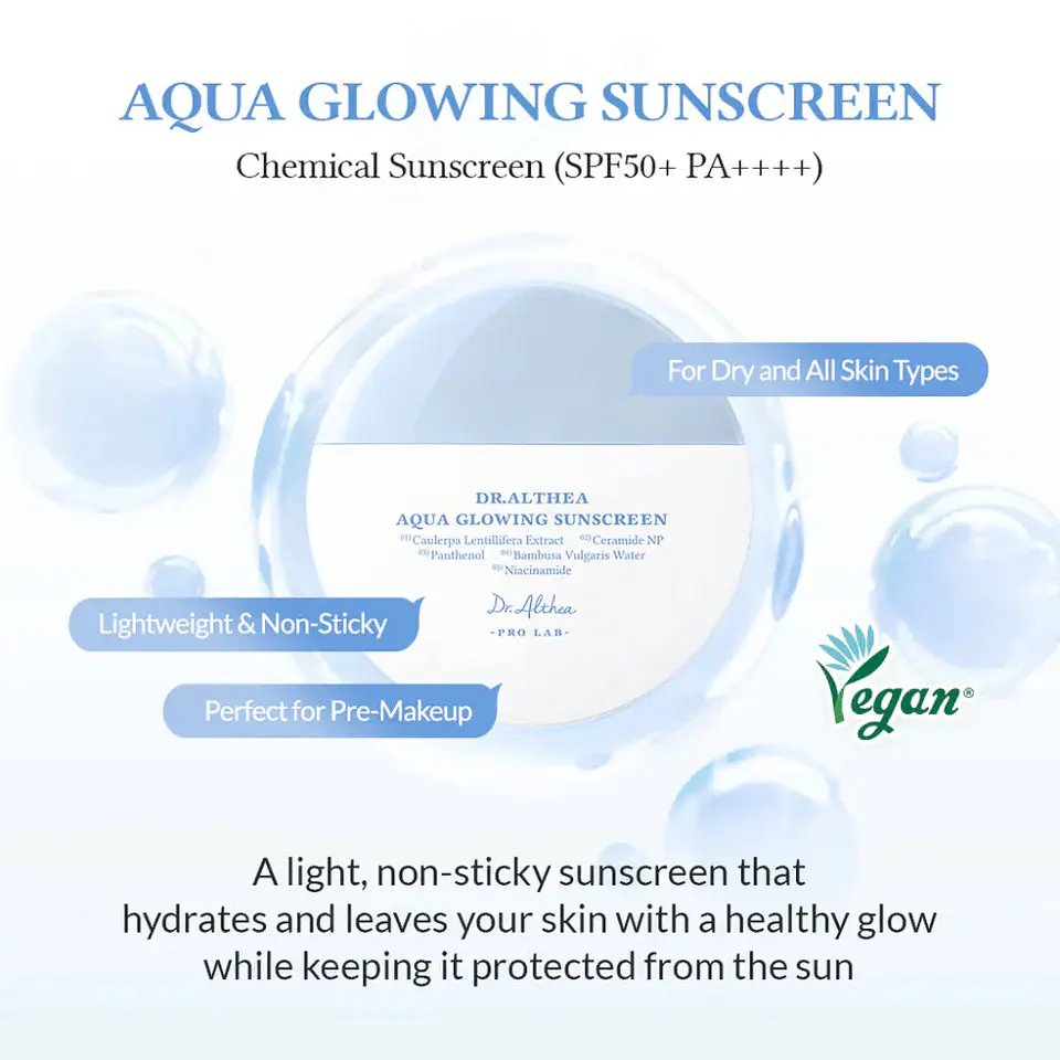 DR. ALTHEA - Aqua Glowing Sunscreen SPF50+ PA++++ 45 ML | Protector Solar Hidratante 5