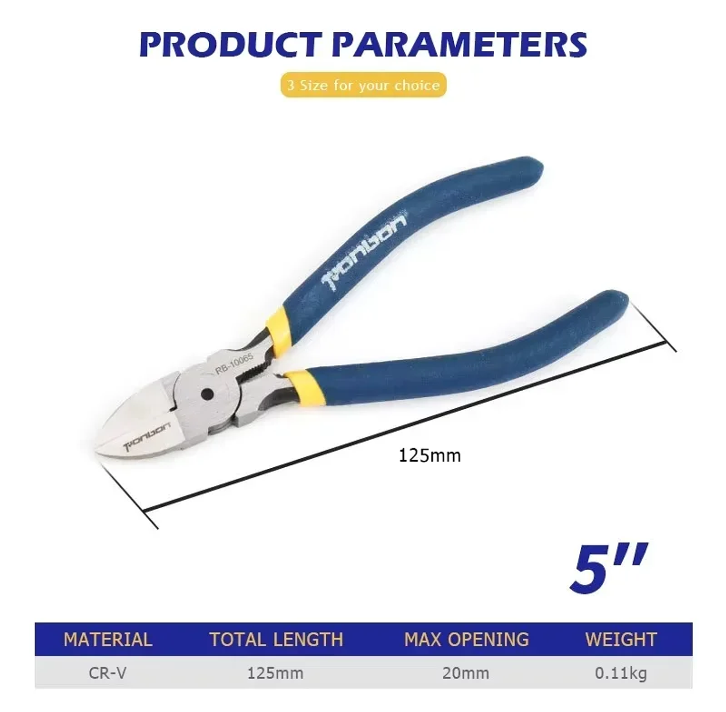 Diagonal Cutting Pliers 5/6 Inch Wire Stripping Tool 8