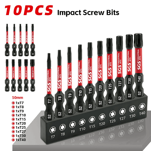 10-Piece Strong Magnetic Anti-Slip Torx Screwdriver Bit Set