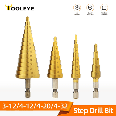 HSS Titanium Step Drill Bit Set for Metal and Wood