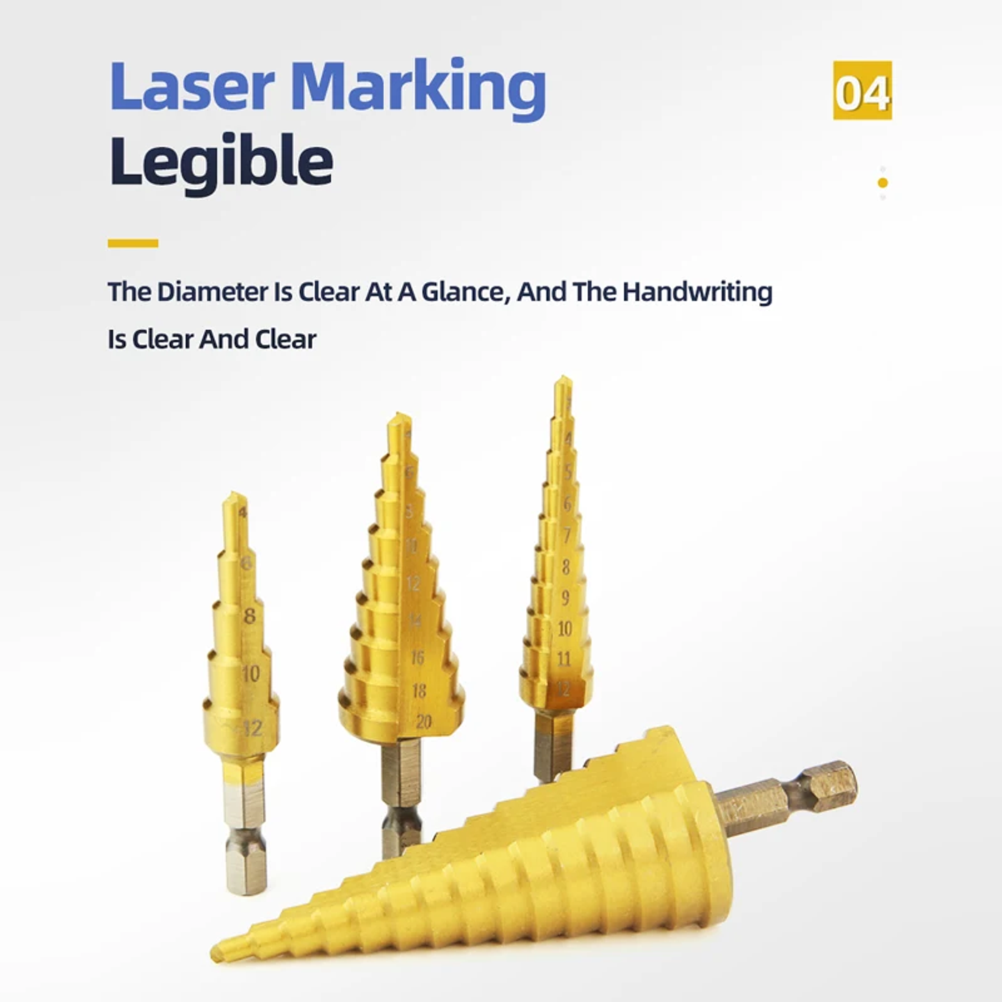 HSS Titanium Step Drill Bit Set for Metal and Wood 4