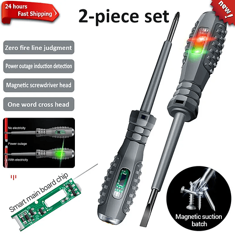 2-Piece Insulated Electrician Screwdriver & 12-220V Voltage Tester Set