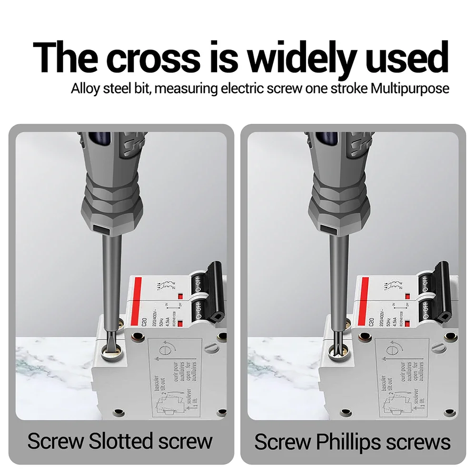 2-Piece Insulated Electrician Screwdriver & 12-220V Voltage Tester Set 3