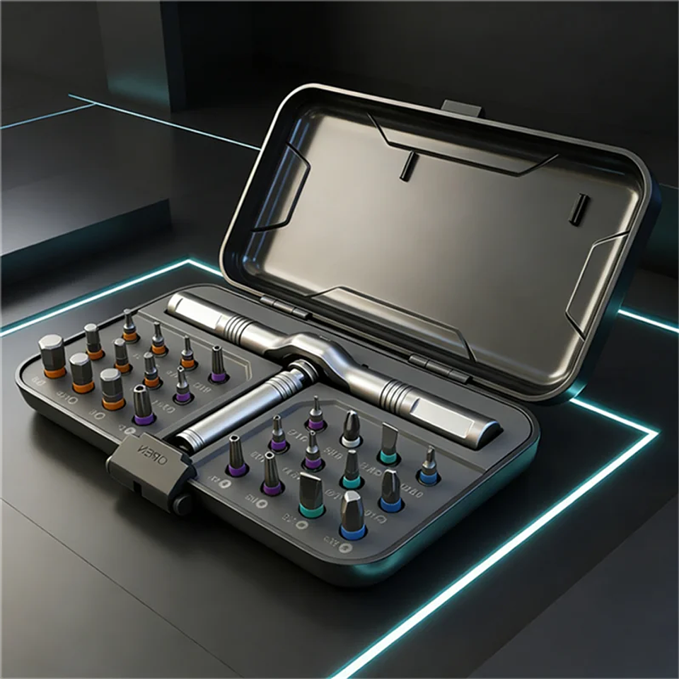 24-in-1 Magnetic Ratchet Screwdriver Set with High-Torque Handle 1