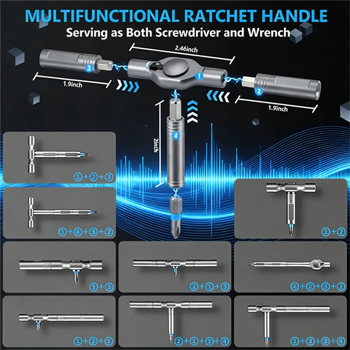 24-in-1 Magnetic Ratchet Screwdriver Set with High-Torque Handle 2