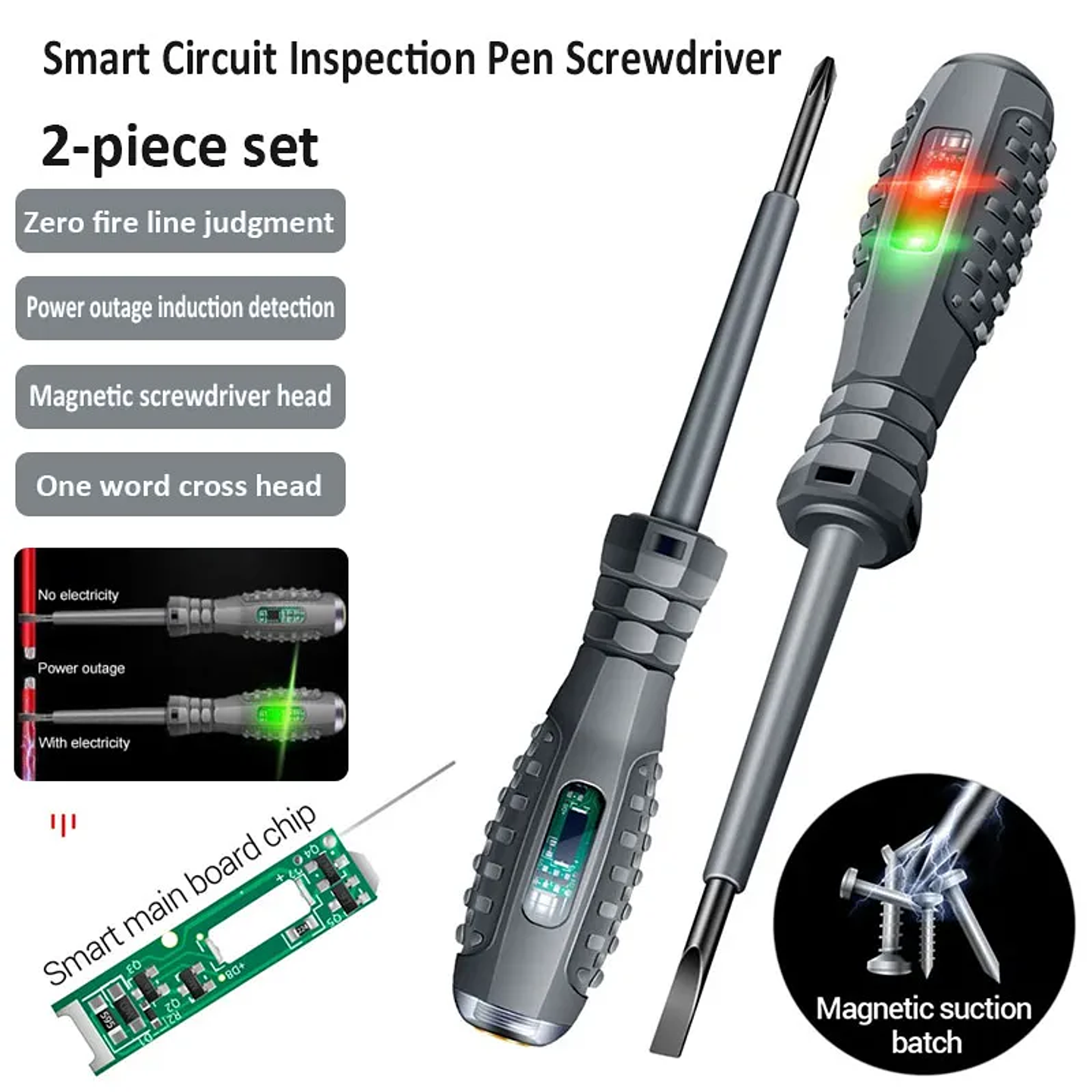 2-Piece Insulated Electrician Screwdriver & 12-220V Voltage Tester Set 8