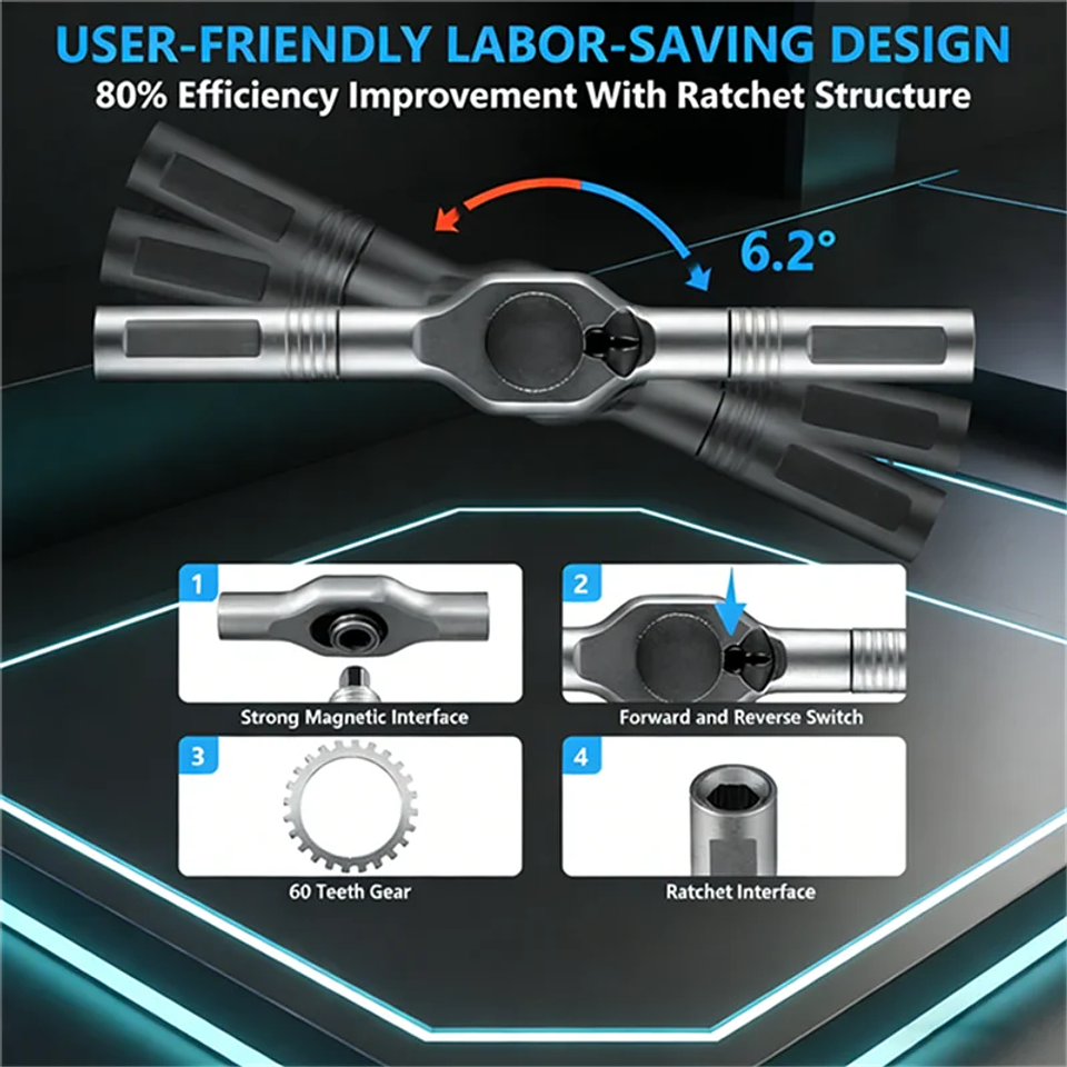 24-in-1 Magnetic Ratchet Screwdriver Set with High-Torque Handle 5