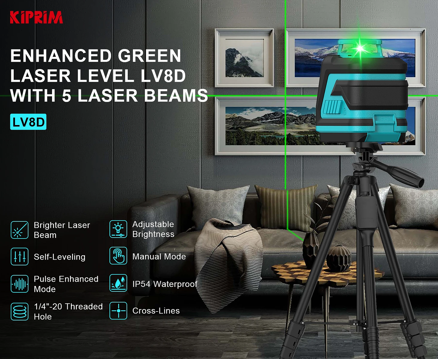 Professional Green Light Laser Level | 2-Line & 5-Line 360° Automatic Leveling 9