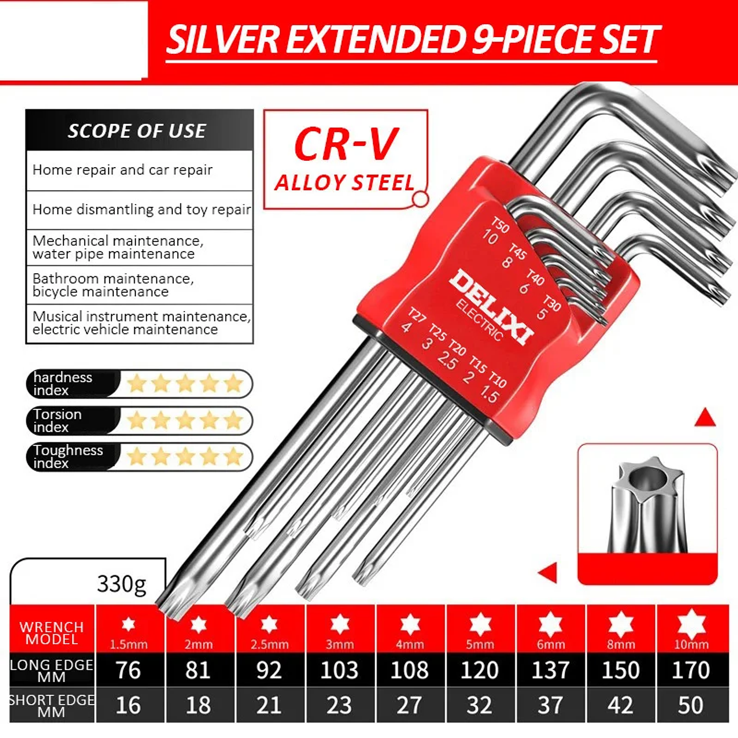 High-Strength Allen Key Set Universal Metric Hex Wrench Kit 8