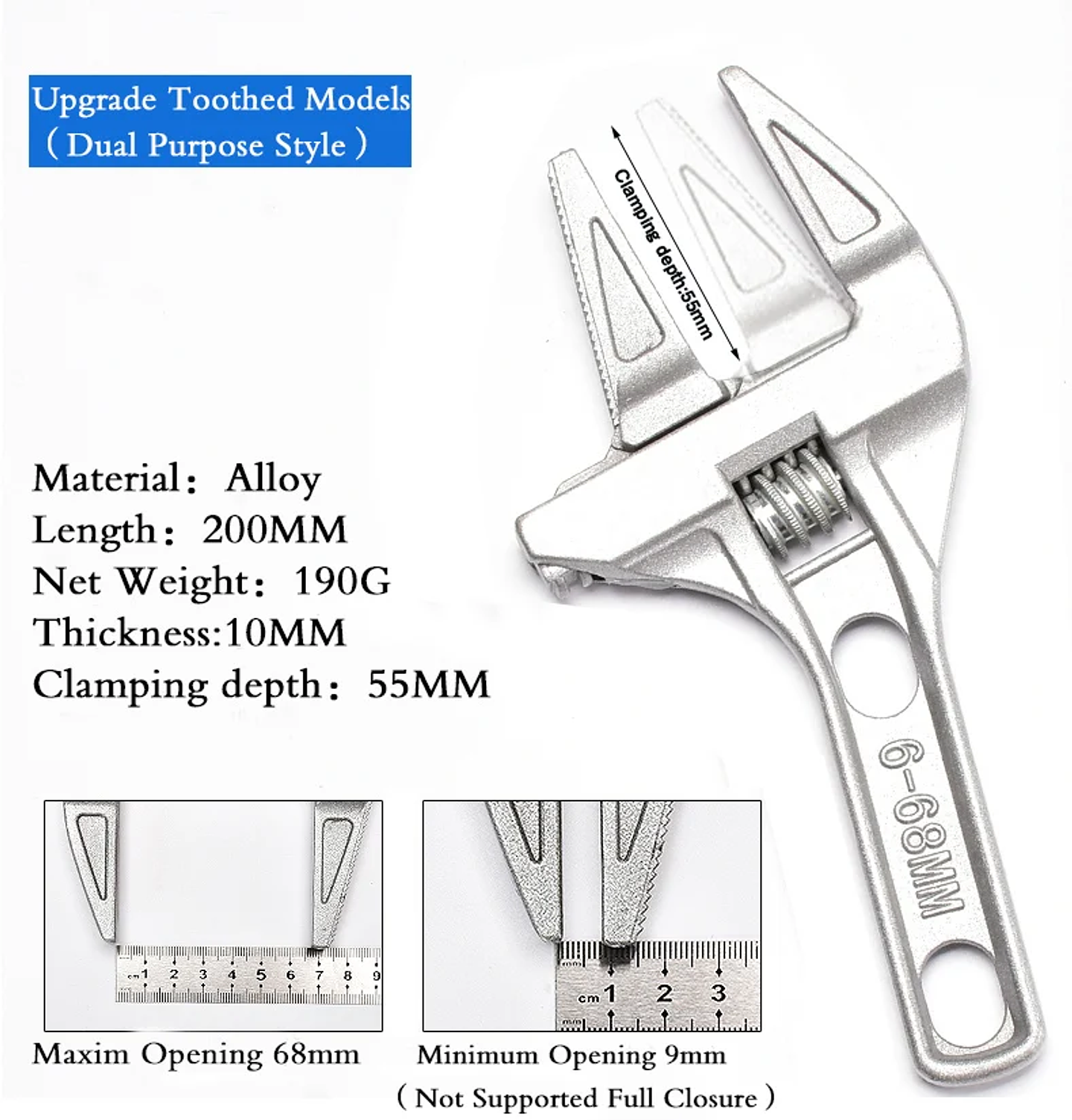 Large Opening Adjustable Sink & Bathroom Wrench | Universal Plumbing Spanner 5