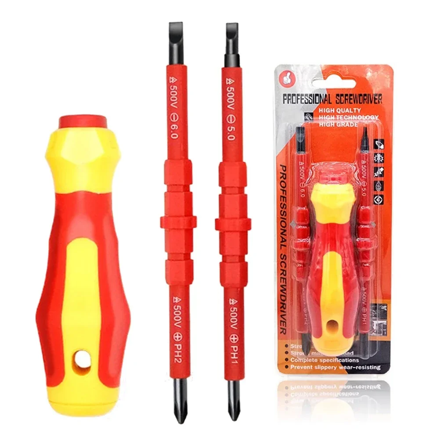 3-In-1 Insulated Screwdriver Set | Magnetic PH1 PH2 & Slotted Electrician Kit 1