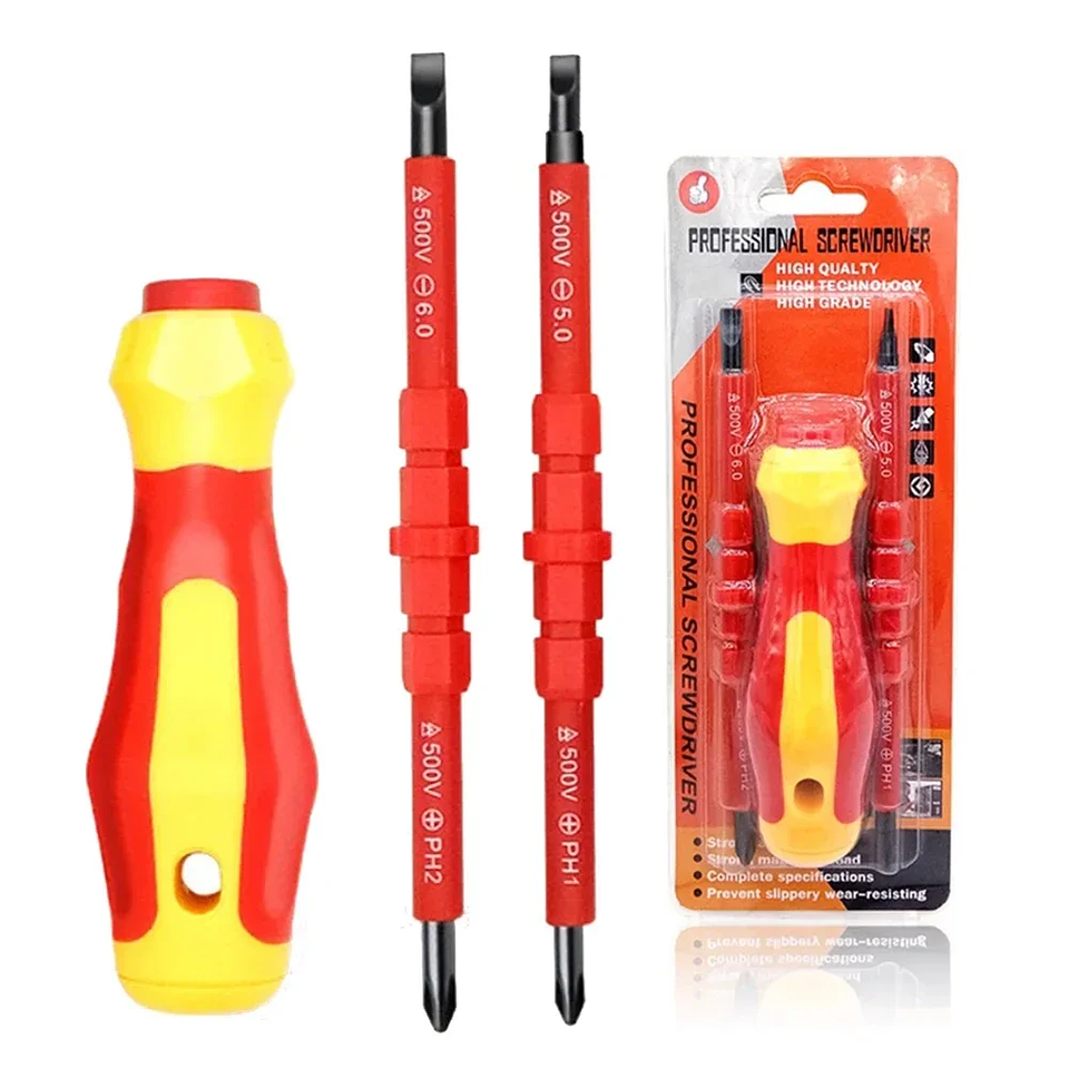 3-In-1 Insulated Screwdriver Set | Magnetic PH1 PH2 & Slotted Electrician Kit 1