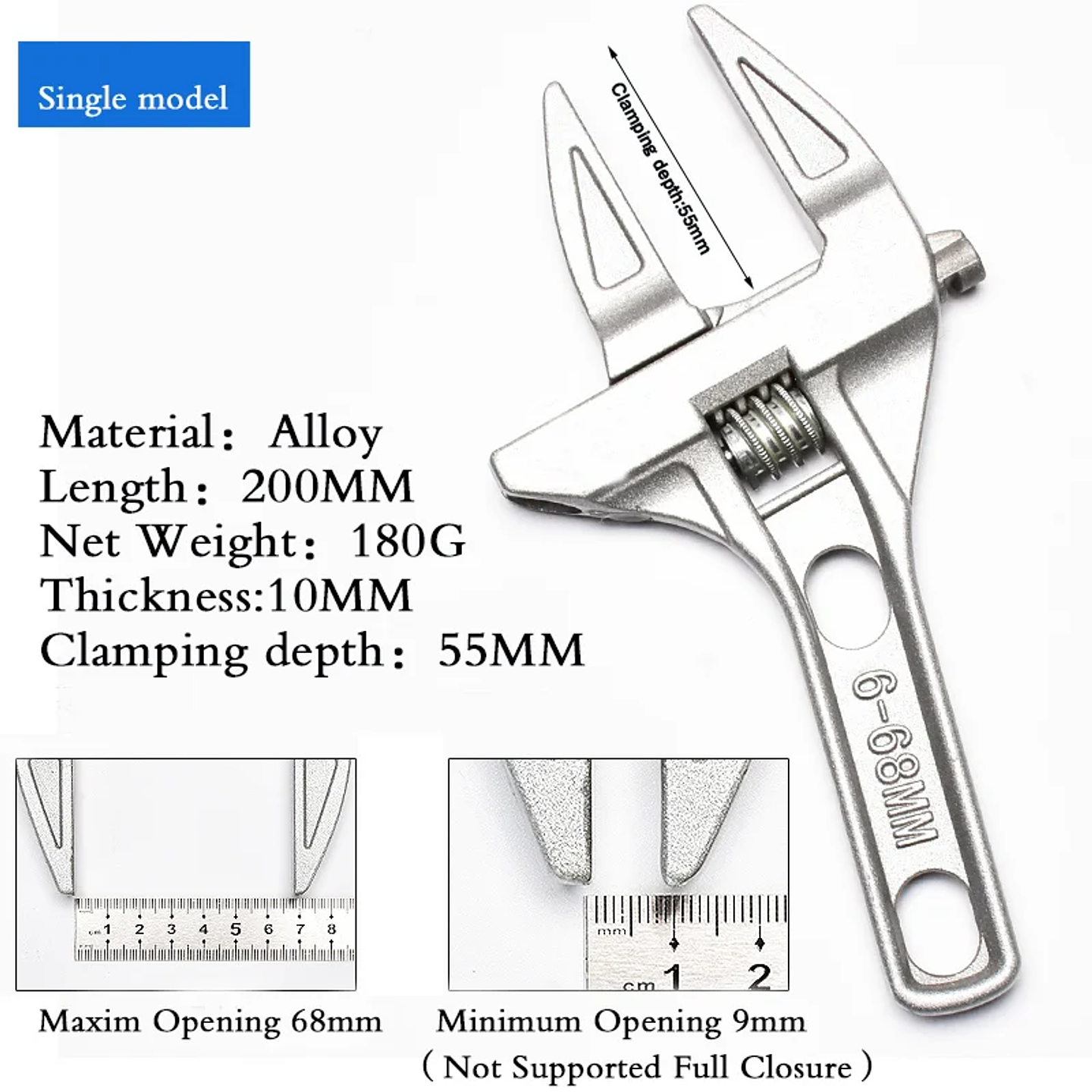Large Opening Adjustable Sink & Bathroom Wrench | Universal Plumbing Spanner 6