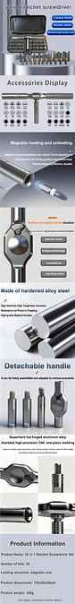 24-in-1 Magnetic Ratchet Screwdriver Set with High-Torque Handle - thumbnail 9