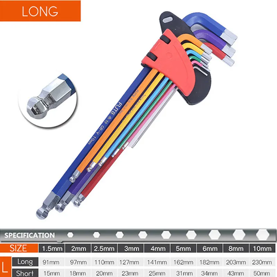 9-Piece Long Arm Allen Key Set | 1.5mm to 10mm Hex Key Kit 6