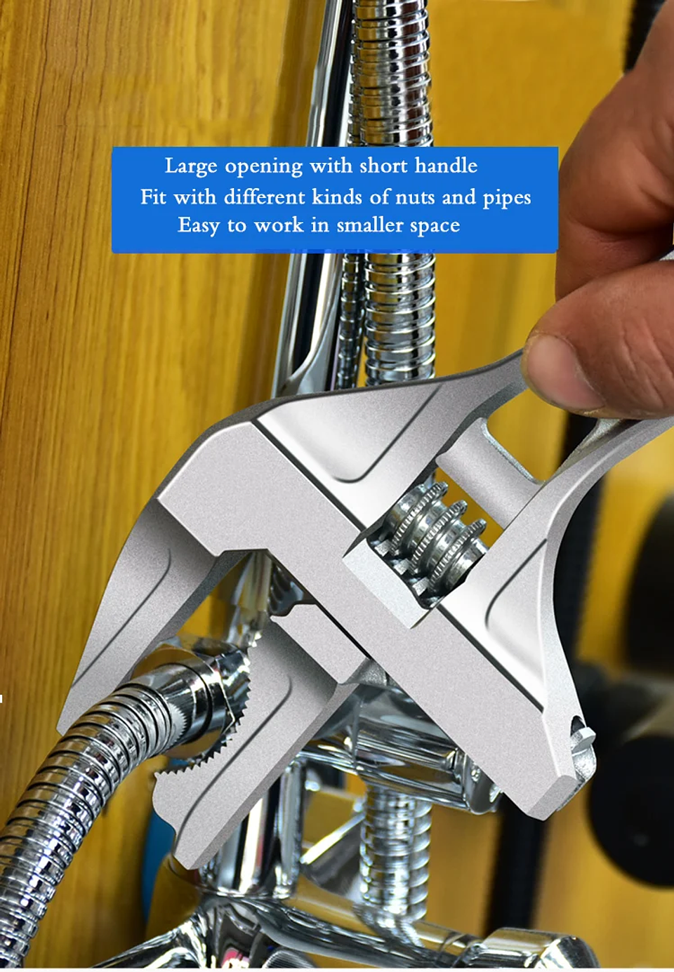 Large Opening Adjustable Sink & Bathroom Wrench | Universal Plumbing Spanner 12