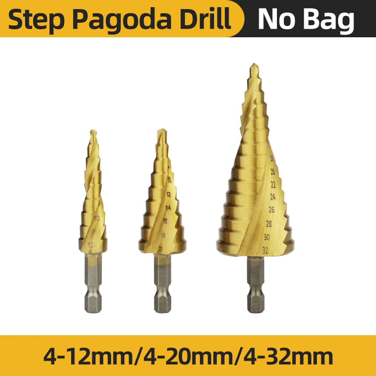 HSS Titanium Step Drill Bit Set for Metal and Wood 9