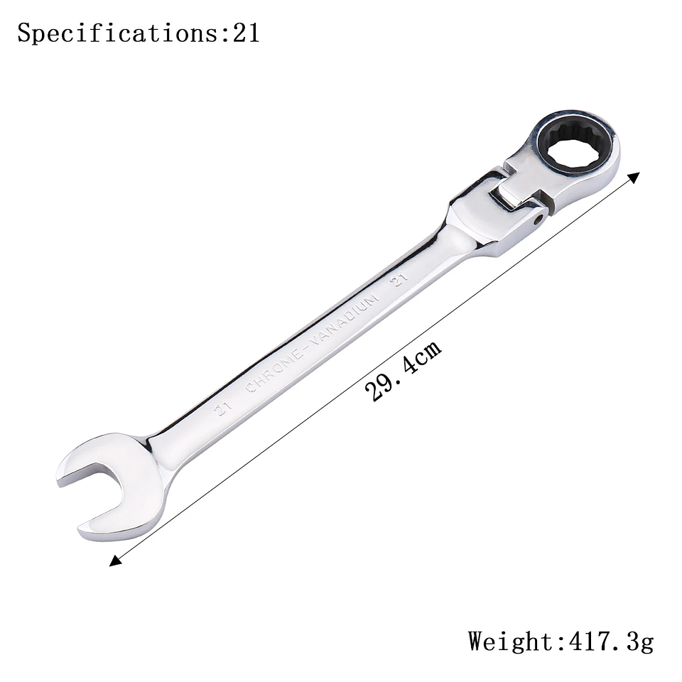 72-Tooth Flexible Head Ratchet Wrench | Professional Mirror Finish Spanner 13