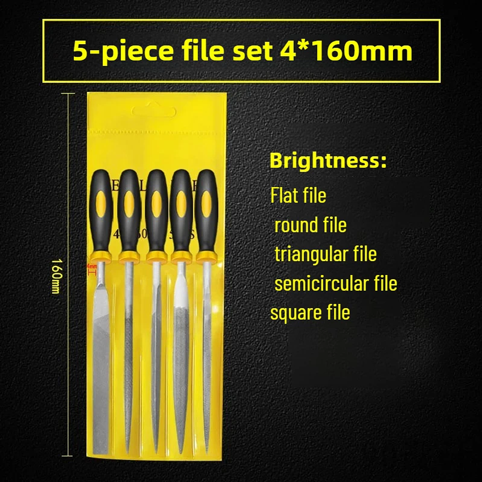 5-Piece Precision Alloy Steel Hand File Set for Wood and Metal 9