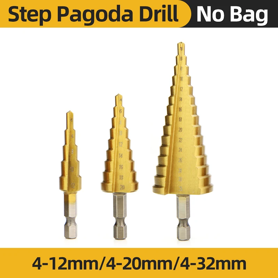HSS Titanium Step Drill Bit Set for Metal and Wood 12