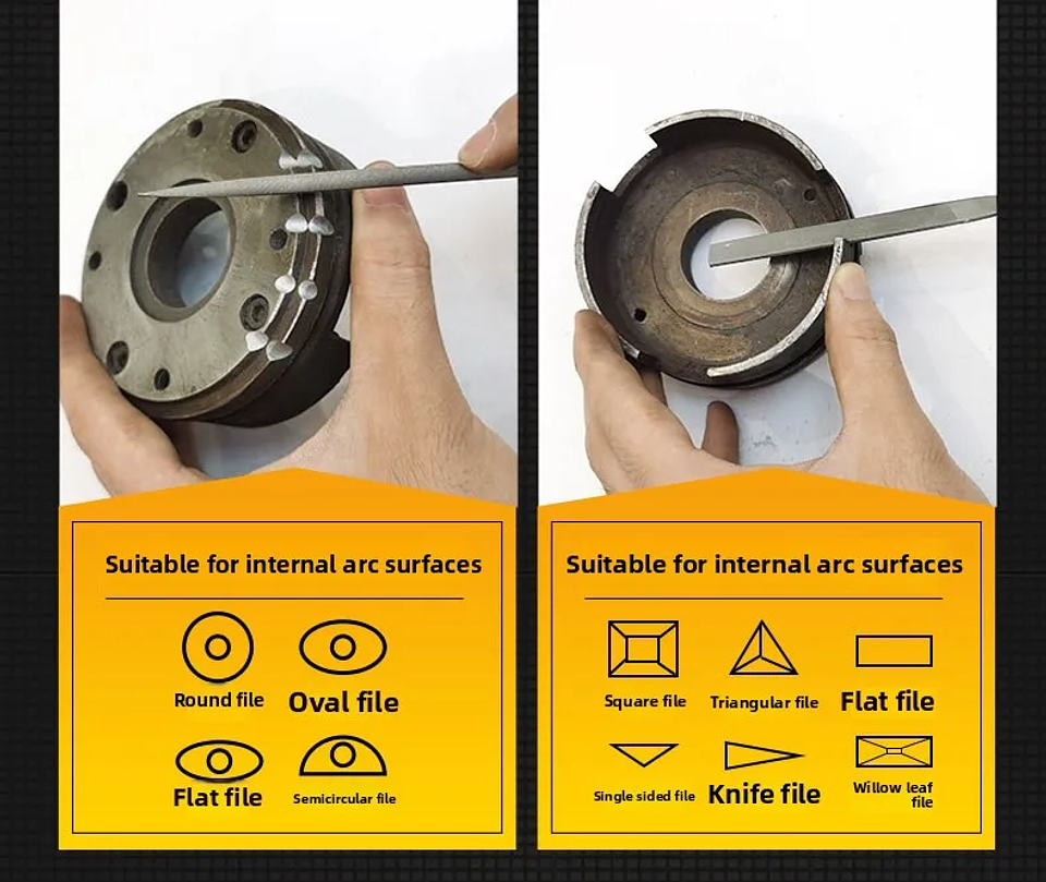 5-Piece Precision Alloy Steel Hand File Set for Wood and Metal 12