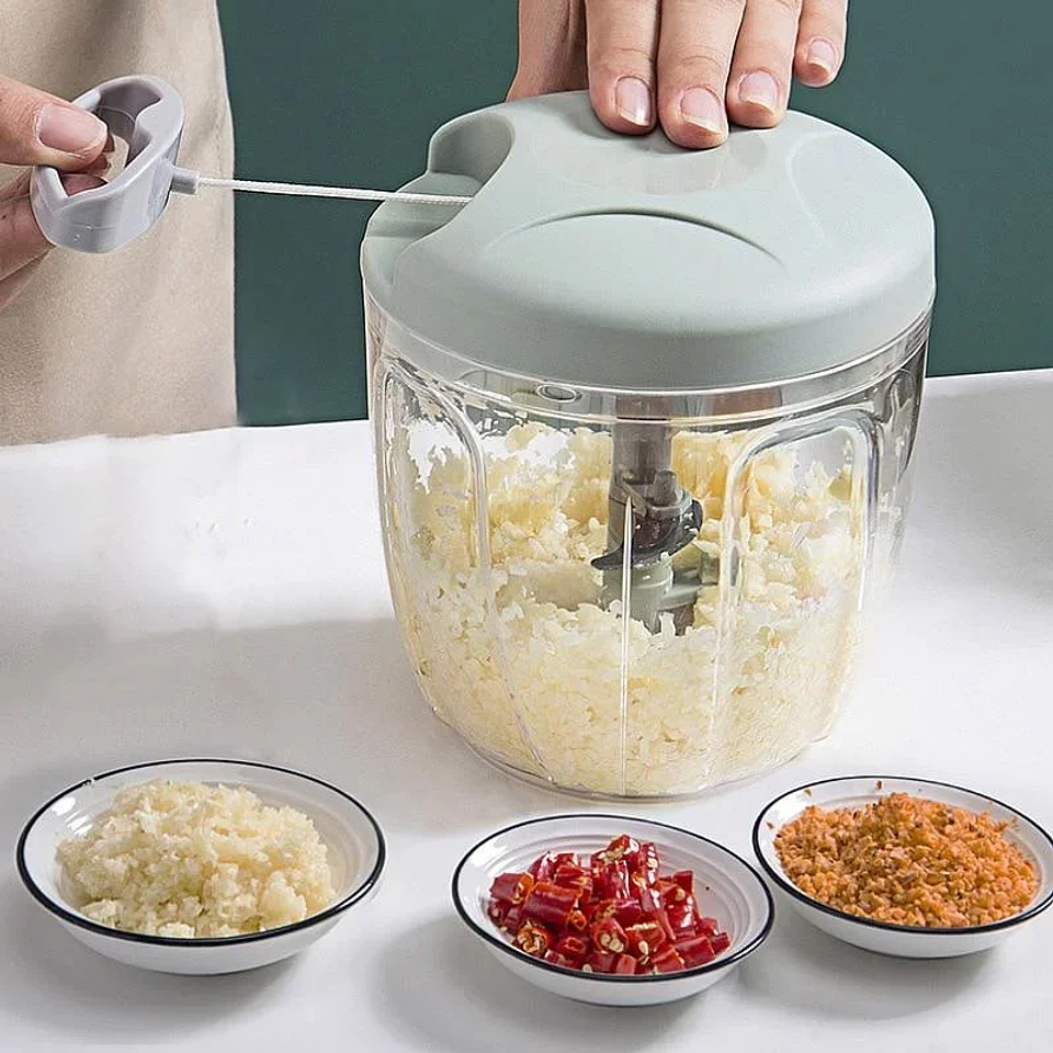 Manual Pull-String Food Chopper & Mincer | 500ml/900ml Garlic Crusher & Vegetable Cutter 2