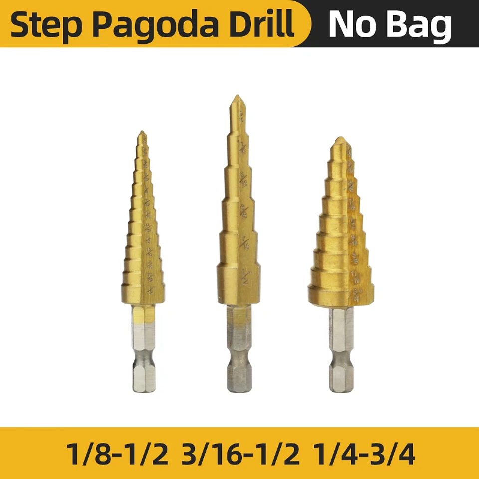 HSS Titanium Step Drill Bit Set for Metal and Wood 14