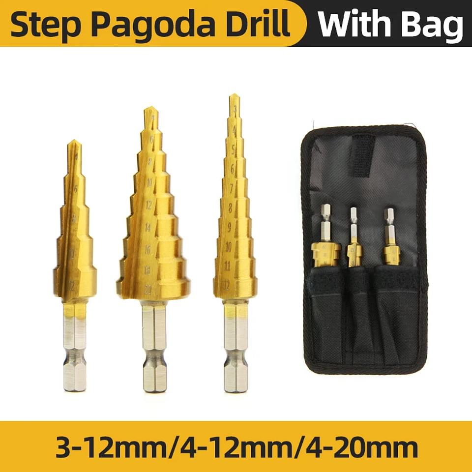 HSS Titanium Step Drill Bit Set for Metal and Wood 18