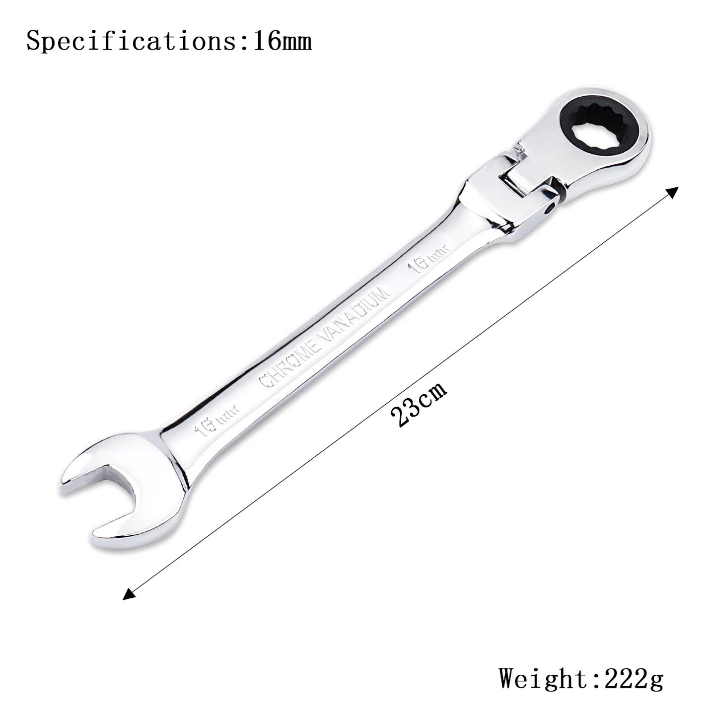 72-Tooth Flexible Head Ratchet Wrench | Professional Mirror Finish Spanner 18