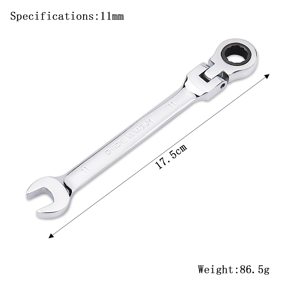 72-Tooth Flexible Head Ratchet Wrench | Professional Mirror Finish Spanner 19