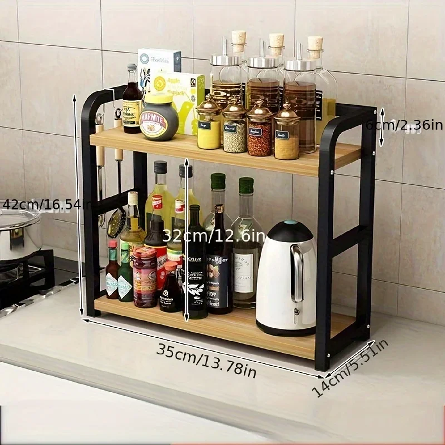 2-Tier Metal Countertop Organizer | Space-Saving Coffee Station & Kitchen Storage Rack 10