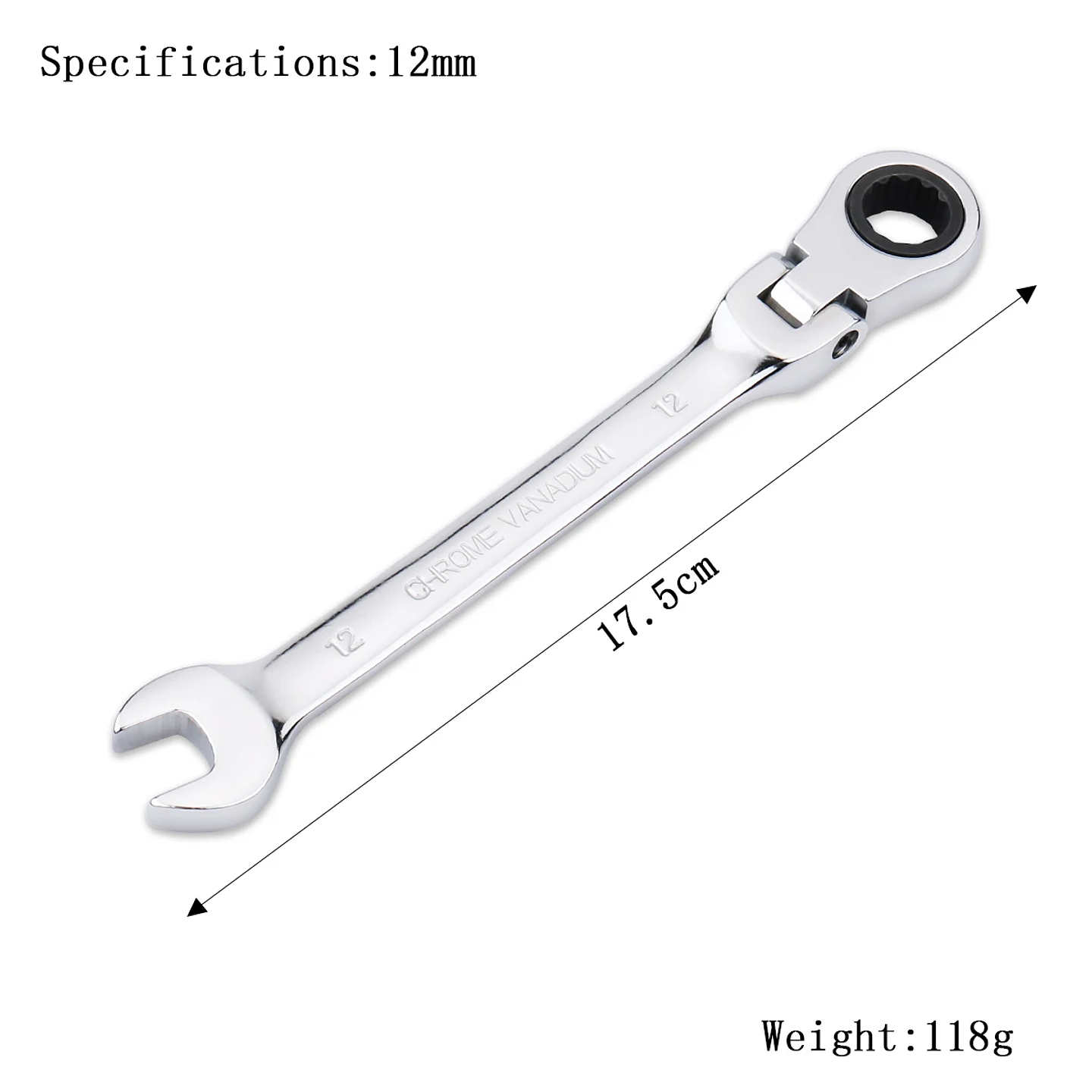 72-Tooth Flexible Head Ratchet Wrench | Professional Mirror Finish Spanner 22