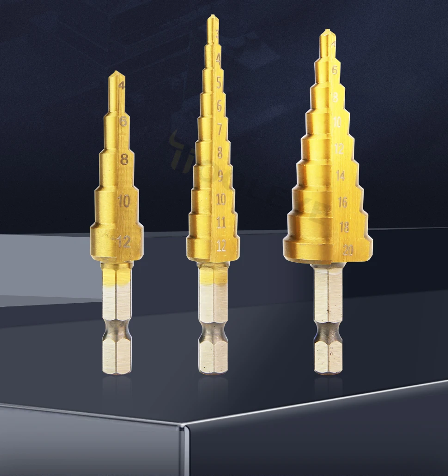 HSS Titanium Step Drill Bit Set for Metal and Wood 20