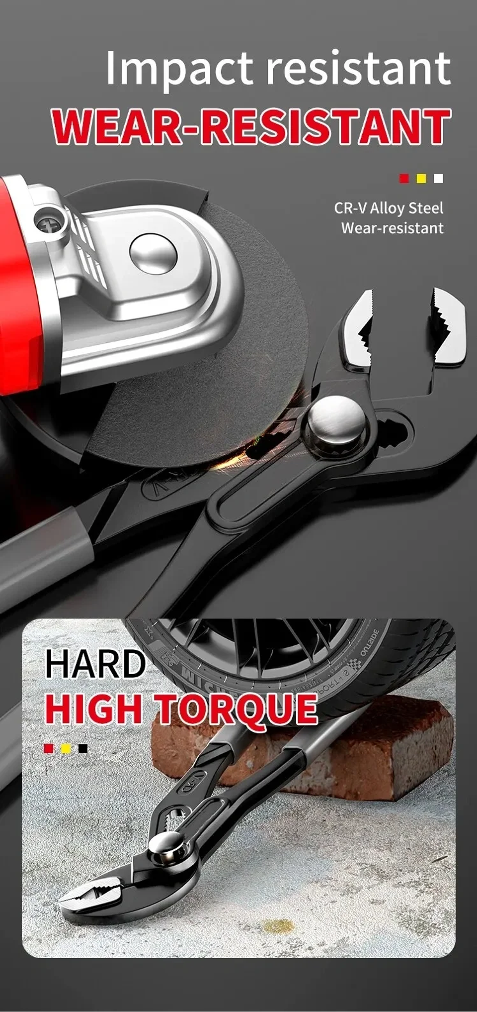 Quick-Release Water Pump Pliers | Adjustable V-Jaw Plumbing Wrench 22