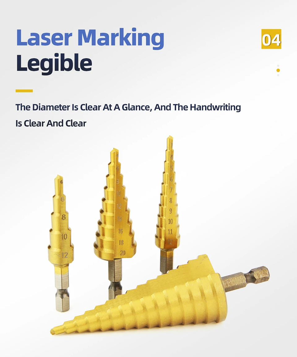 HSS Titanium Step Drill Bit Set for Metal and Wood 25