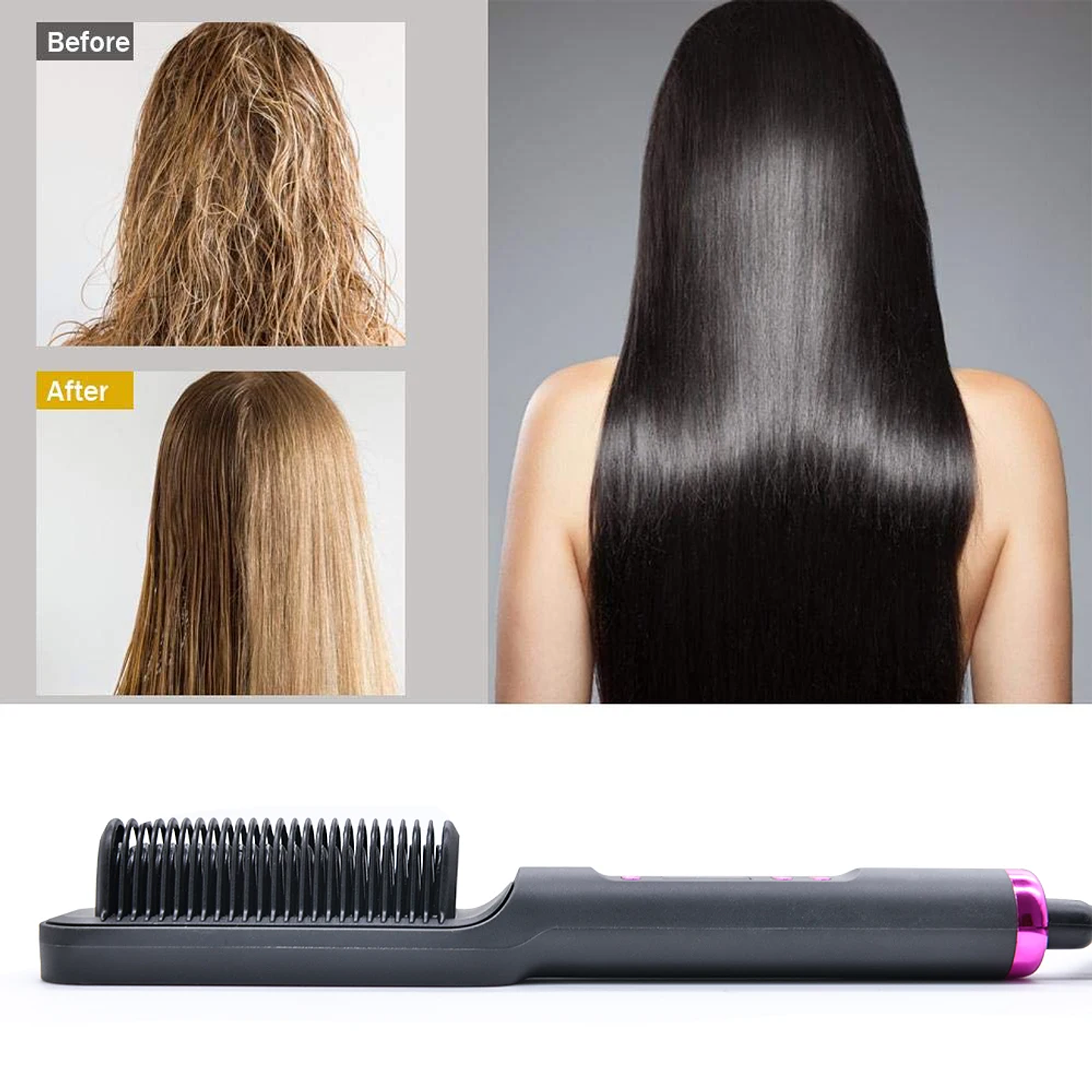Negative Ion Hair Straightening Brush | Anti-Scalding Electric Hot Comb with PTC Heating 31
