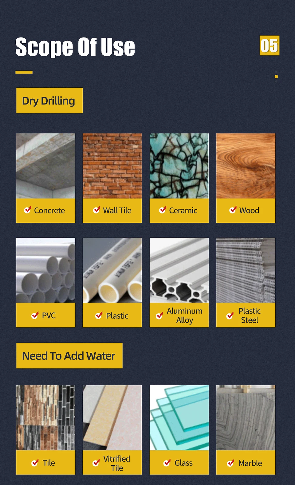 Hex Drill Bit Set for Tile, Glass, and Concrete 47