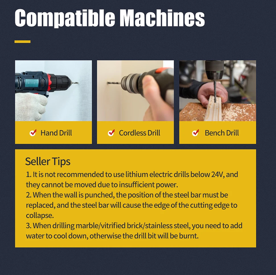 Hex Drill Bit Set for Tile, Glass, and Concrete 48