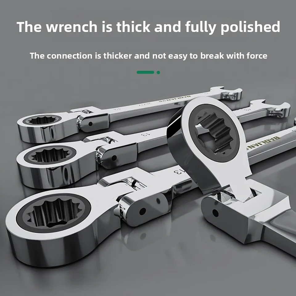 180° Flex-Head Ratchet Wrench | 72-Tooth CR-V Steel Gear | Professional Metric Combination Spanner 3