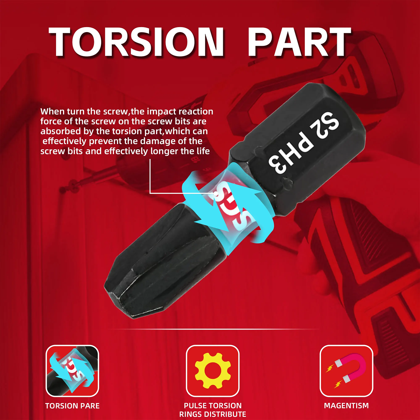 12-Piece Impact Screwdriver Bit Set | SL/PH S2 Alloy Steel Tips | High-Torque Magnetic Bits for Power Tools 4