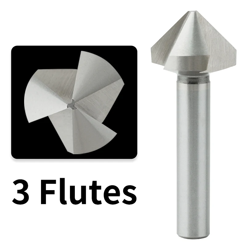 High-Speed Steel 90-Degree Chamfer Drill Bit | Straight Shank 1/3 Flute Countersink & Deburring Tool 7