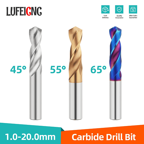 Solid Carbide Twist Drill Bit | Tungsten Steel Drills for CNC Lathe & Metalworking | HRC45/55/65 | 0.5mm–20.0mm