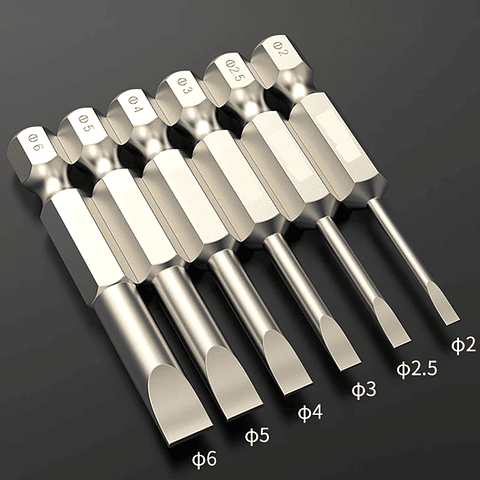 S2 Steel Magnetic Slotted Bits | 1/4" Hex Flat Head Bit