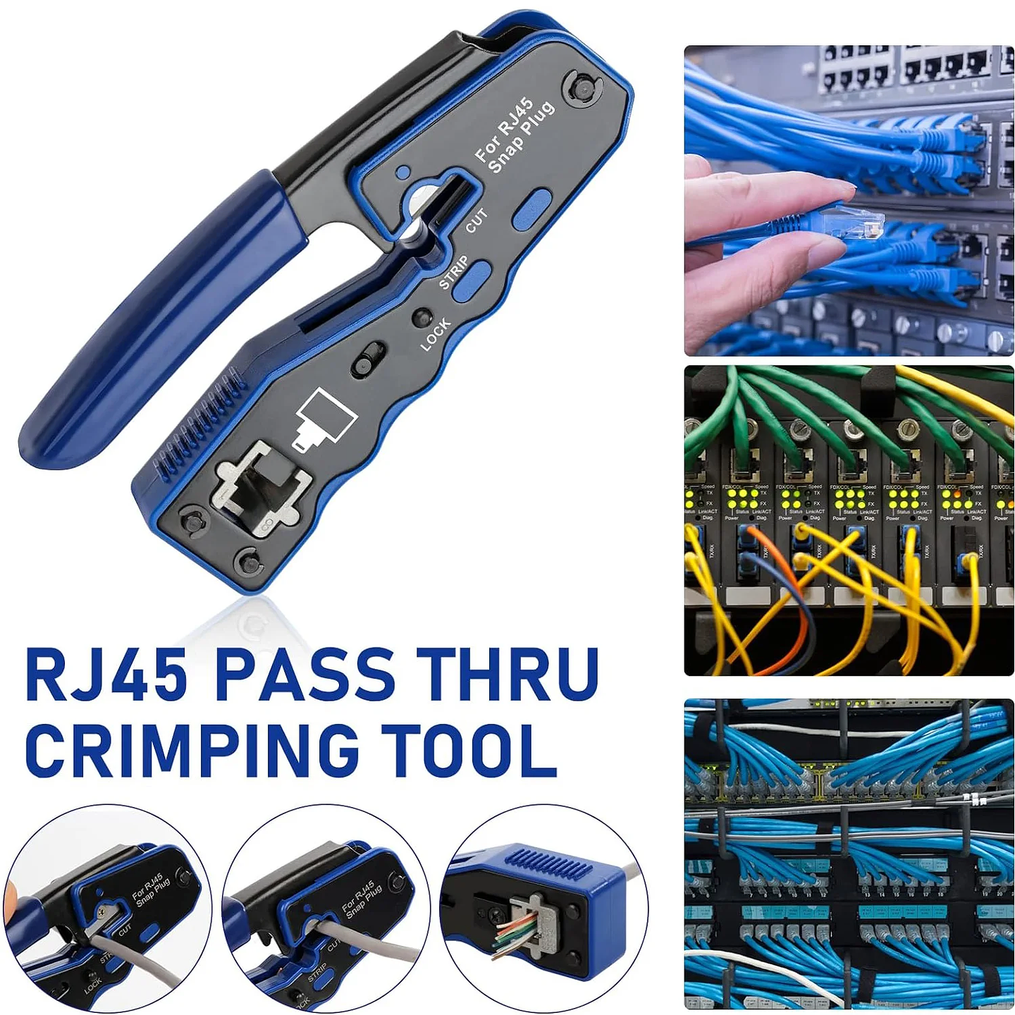 Crimping Tool Kit | Pass Through Network Ethernet Crimper with Connectors, Boots & Tester for Cat5e/Cat6 UTP 2