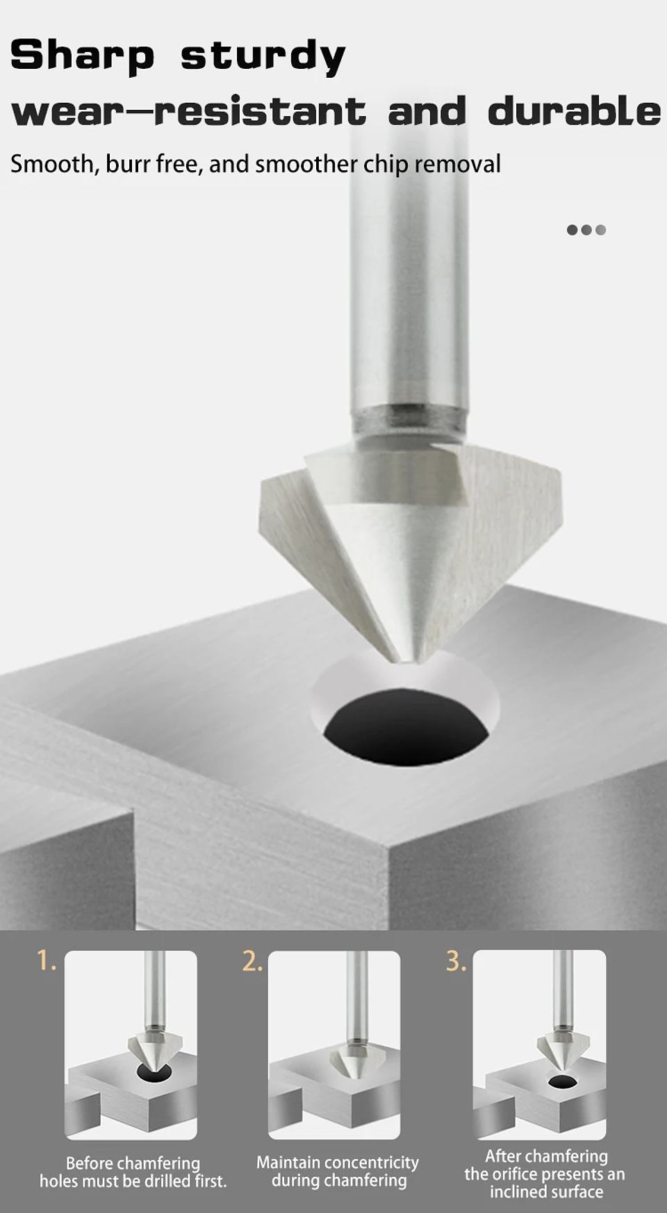 High-Speed Steel 90-Degree Chamfer Drill Bit | Straight Shank 1/3 Flute Countersink & Deburring Tool 12