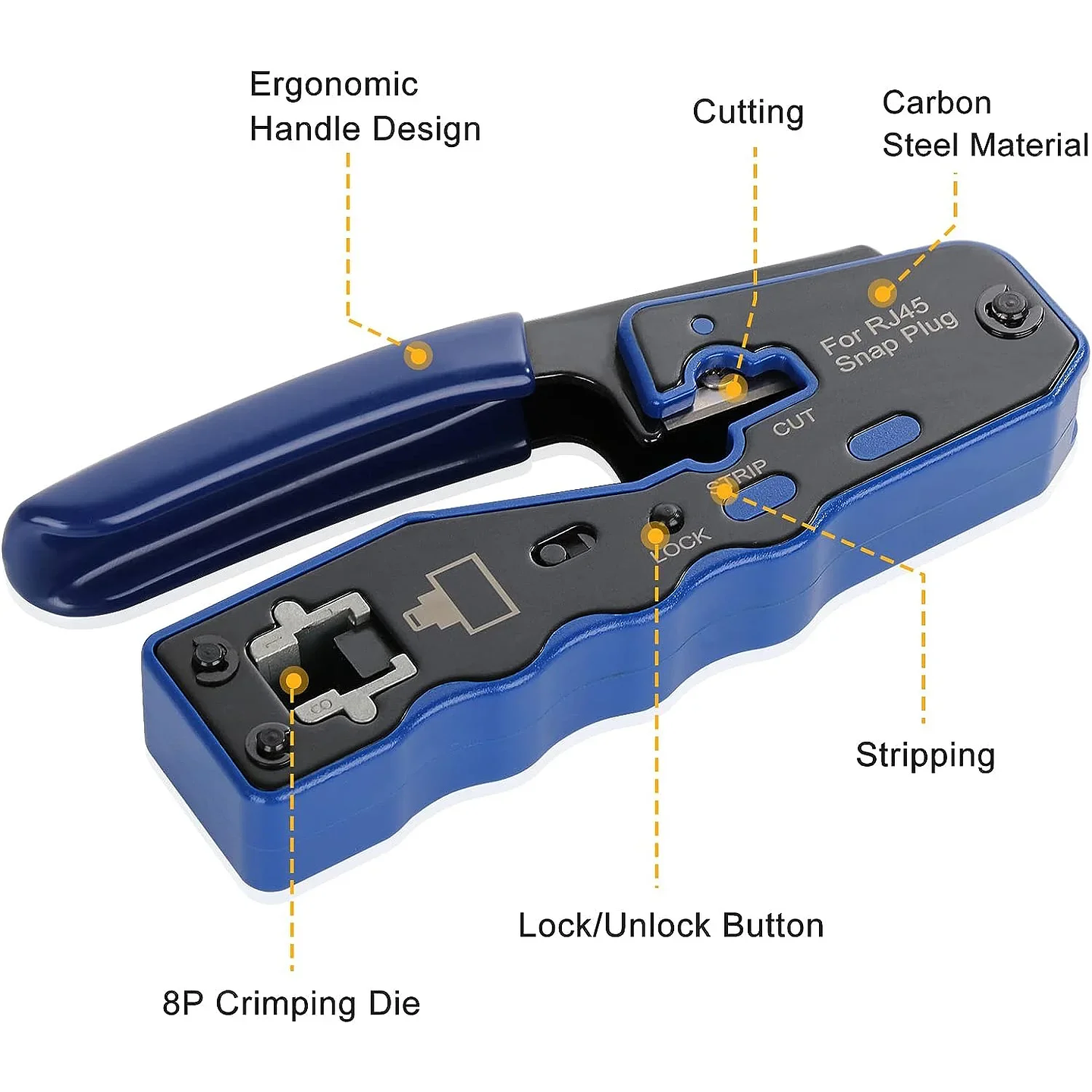 Crimping Tool Kit | Pass Through Network Ethernet Crimper with Connectors, Boots & Tester for Cat5e/Cat6 UTP 4