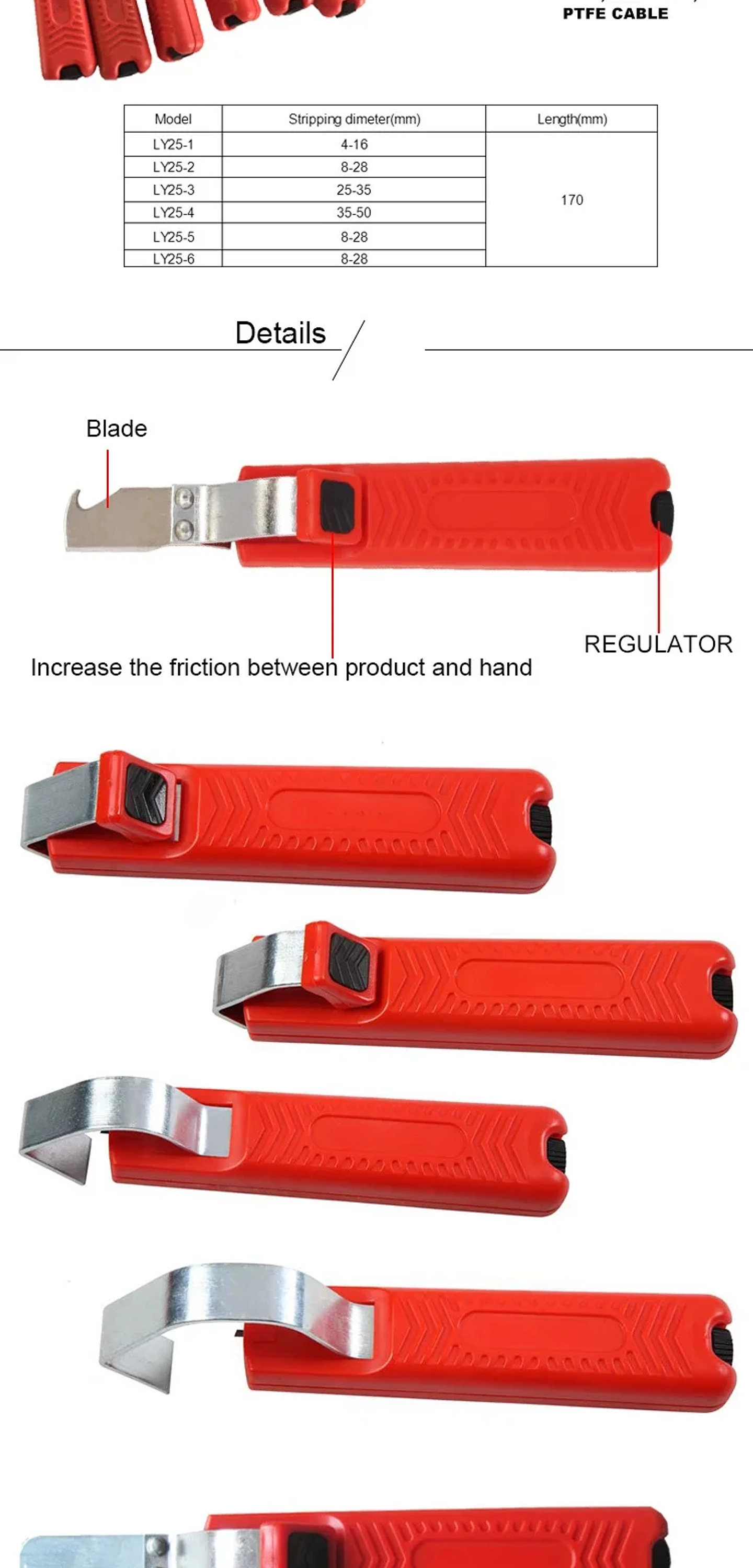 Professional Adjustable Cable Stripper Knife | Precision Hand Tool for 4-50mm PVC, Silicone & PTFE Cables 11