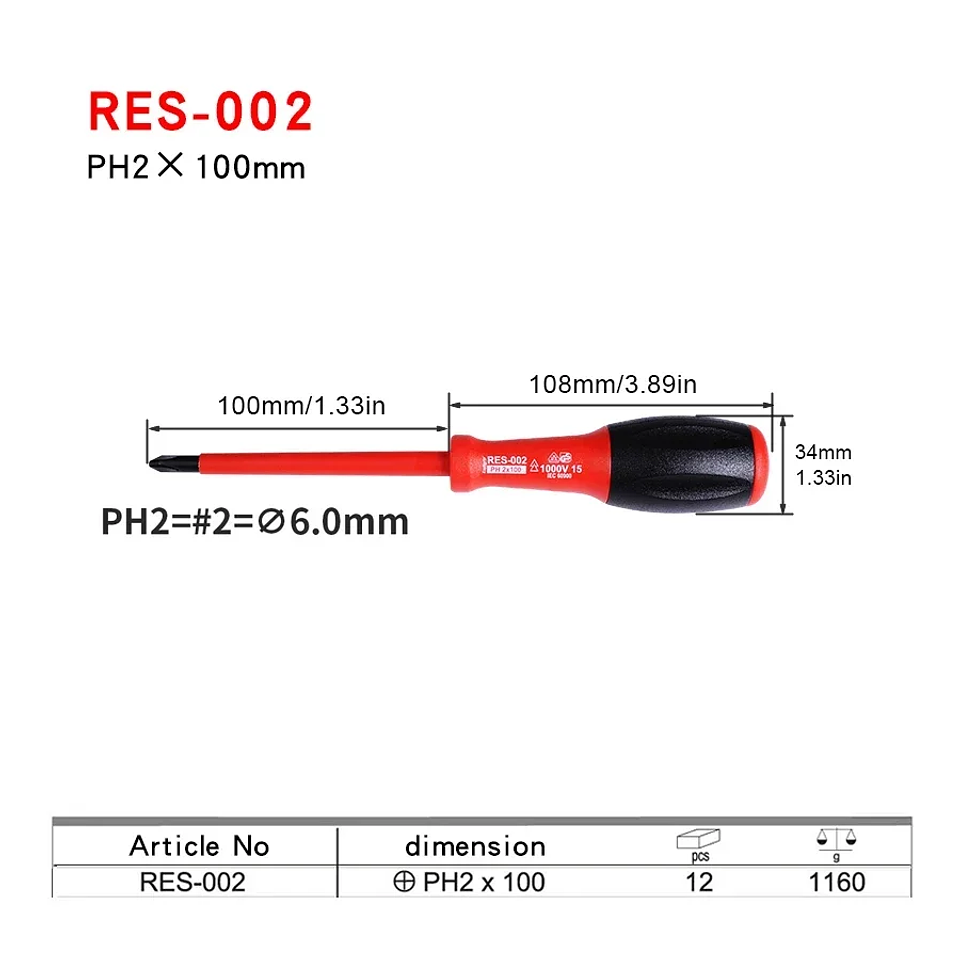 1000V VDE Insulated Screwdriver | Professional Electrician Repair Tool | Slotted & Phillips PH2 15