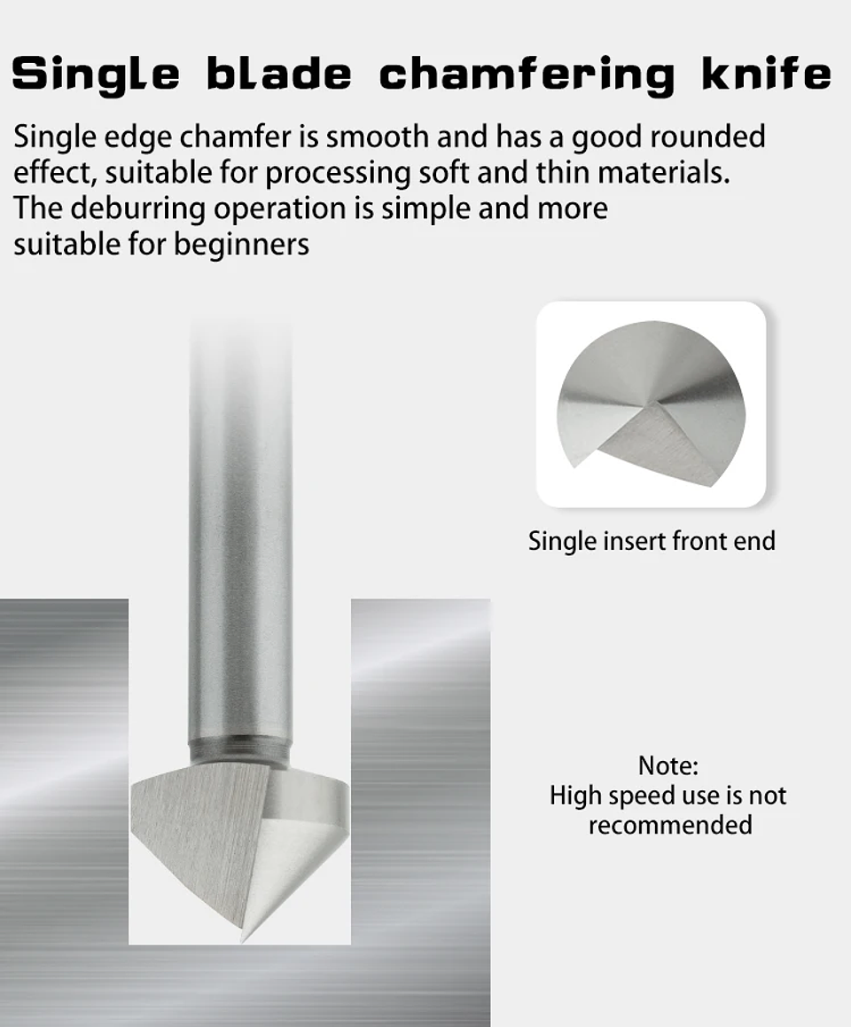High-Speed Steel 90-Degree Chamfer Drill Bit | Straight Shank 1/3 Flute Countersink & Deburring Tool 16